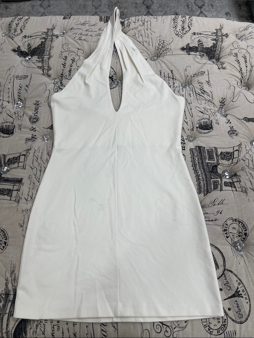 Amanda Uprichard White One-Shoulder Halter Mini Dress
